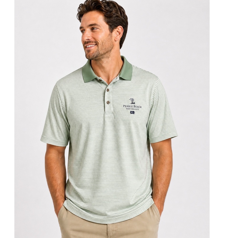 Pebble Beach Men's XL Golf Polo Shirt Pistachio Green Performance Short Sleeve